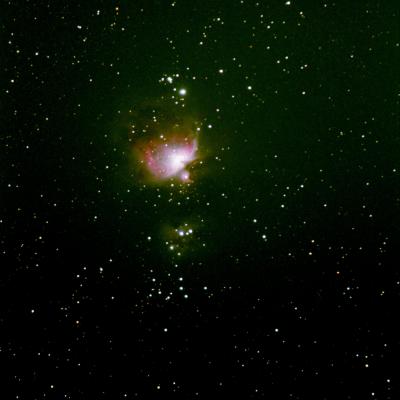 Nébuleuse d'Orion, 9 poses de 60 sec, 400 iso, 300mm