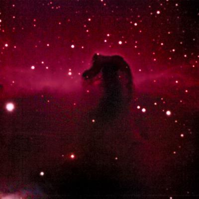 Nébuleuse de la tête de cheval dans la constellation d'Orion, 57 poses de 60 secondes à 800 iso